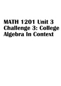 MATH 1201 Unit 3 Challenge 3: College Algebra In Context