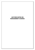 LECTURE NOTES ON MANAGEMENT SCIENCE