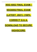 NSG 6002 FINAL EXAM LATEST2021 100 CORRECT QUESTION AND ANSWERS 