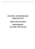 ANATOMY AND PHYSIOLOGY THEUNITY OF FORM AND FUNCTION 8TH EDITION SALADIN TEST BANK