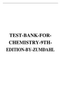 TEST BANK FOR CHEMISTRY 9THEDITION BY ZUMDAHL