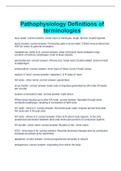 Pathophysiology Definitions of terminologies