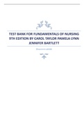 TEST BANK FOR FUNDAMENTALS OF NURSING 9TH EDITION BY CAROL TAYLOR PAMELA LYNN JENNIFER BARTLETT