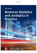 Business Statistics and Analytics in Practice 9th Edition Bowerman Test Bank
