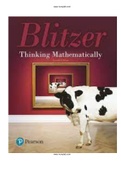 Thinking Mathematically 7th Edition Blitzer Test Bank |Complete Guide A+|Instant download.