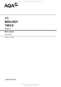 AQA AS BIOLOGY 7401/2 Paper 2 Mark scheme June 2022 .