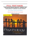 Test Bank for Psychology Themes and Variations 8th Edition Wayne Weiten