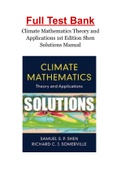 Climate Mathematics Theory and Applications 1st Edition Shen Solutions Manual
