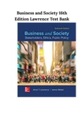 Test Bank for Business and Society Stakeholders, Ethics, Public Policy 16th Edition by Anne Lawrence (Author), James Weber (Author) ISBN13: 9781260043662 (Chapters: 19)