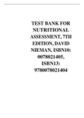 TEST BANK FOR NUTRITIONAL ASSESSMENT, 7TH EDITION, DAVID NIEMAN, ISBN10: 0078021405, ISBN13: 9780078021404