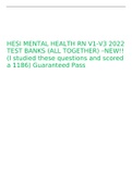 HESI MENTAL HEALTH RN V1-V3 2022 TEST BANKS (ALL TOGETHER) –NEW!!