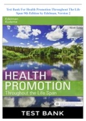 Test Bank For Health Promotion Throughout The Life Span 9th Edition by Edelman, Version 2