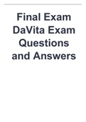Final Exam DaVita Exam Questions and Answers.