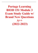 Portage Learning BIOD 151 Module 3 Exam Study Guide w Brand New Questions A++ (2022-2023)