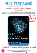Test Bank For Basic and Clinical Pharmacology 14th Edition by Bertram G. Katzung 9781259641152 Chapter 1-66 Complete Guide.
