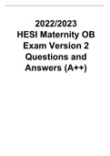 2023/2024 HESI Maternity OB Exam Version 2 Questions and Answers (A++)
