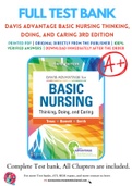 Test Bank for Davis Advantage Basic Nursing Thinking, Doing, and Caring 3rd Edition By Leslie S. Treas; Karen L. Barnett; Mable H. Smith Chapter 1-46 Complete Guide A+