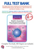 Test Bank For Stahl's Essential Psychopharmacology Neuroscientific Basis and Practical Applications 4th Edition by Stephen M. Stahl 9781107025981 Chapter 1-14 Complete Guide.