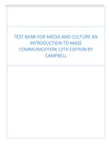 Test Bank for Media and Culture An Introduction to Mass Communication 12th Edition by Campbell