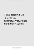 TEST BANK FOR SUCCESS IN PRACTICALVOCATIONAL NURSING 8TH EDITION.