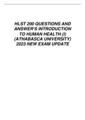 HLST 200 QUESTIONS AND ANSWER’S INTRODUCTION TO HUMAN HEALTH (I) (ATHABASCA UNIVERSITY) 2023 NEW EXAM UPDATE 