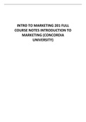 INTRO TO MARKETING 201 FULL COURSE NOTES INTRODUCTION TO MARKETING (CONCORDIA UNIVERSITY)