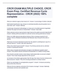 CRCR EXAM MULTIPLE CHOICE, CRCR Exam Prep, Certified Revenue Cycle Representative - CRCR (2022) 100% complete