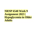 NRNP 6540 Week 9 Assignment 2023 | Hypoglycemia in Older Adults