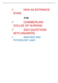  chamberlain college of nursing  HESI A2 ENTRANCE A&P(A2 2023) questions & answers latest updates