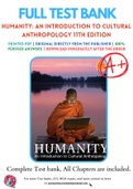Test Bank for Humanity An Introduction to Cultural Anthropology 11th Edition by James Peoples; Garrick Bailey Chapter 1-17 Complete Guide