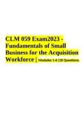 CLM 059 Exam 2023 - Fundamentals of Small Business for the Acquisition Workforce | Modules 1-6 (18 Questions)