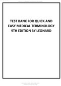 TEST BANK FOR QUICK AND EASY MEDICAL TERMINOLOGY 9TH EDITION BY LEONARD ALL CHAPTERS.