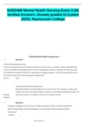 NUR2488 Mental Health Nursing Exam 3 (50Verified Answers, Already graded A) (Latest2022): Rasmussen College