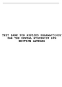 TEST BANK FOR APPLIED PHARMACOLOGY FOR THE DENTAL HYGIENIST 8TH EDITION HAVELES