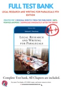 Test Bank for Legal Research and Writing for Paralegals 9th Edition by Deborah E. Bouchoux Chapter 1-19 Complete Guide