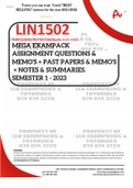 LIN1502 EXAMPACK - SEMESTER 1 - 2023 - UNISA (LATEST) - ALL-IN-ONE - INCLUDES :- ASSIGNMENT MEMOS, NOTES, SUMMARIES, PAST QUESTIONS AND ANSWERS. 