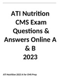 ATI Nutrition CMS Exam Questions & Answers Online A & B 2023.