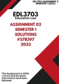 EDL3703  (SOLUTIONS) for Assignment 2, Semester 1 (2023)  #578397  (Footnotes and Bibliography included)  SEE EXAMPLE ️