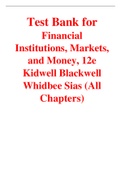 Financial Institutions, Markets and Money 12th Edition By Kidwell Blackwell, Whidbee Sias (Test Bank)