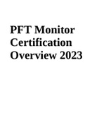 PFT Monitor Certification Overview 2023