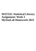 MAT232: Statistical Literacy Assignment Week 3 MyStatLab Homework 2023