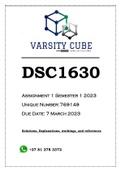 DSC1630 Assignment 1 Semester 1 2023 (769149)