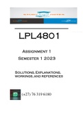 LPL4801 - ASSIGNMENT 1 SOLUTIONS ( SEMESTER  01 - 2023)
