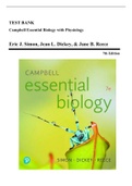 Test Bank - Campbell Essential Biology, 6th and 7th Edition by Simon. All Chapters