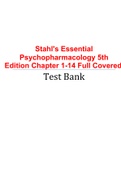 Stahl's Essential Psychopharmacology 5th Edition Chapter 1-14 Full Covered Test Bank.