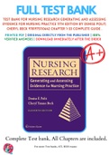 Test Bank For Nursing Research Generating and Assessing Evidence for Nursing Practice 11th Edition by Denise Polit; Cheryl Beck 9781975110642 Chapter 1-33 Complete Guide .