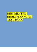Hesi Mental  Health RN V1-V3 Test Bank