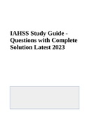 IAHSS Study Guide - Questions with Complete Solution Latest 2023