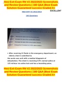 Hesi Exit Exam RN V2 2022/2023Screenshotsand Review Questions (160 Q&A )Best ExamSolution Guaranteed success Graded A+. VERIFIED