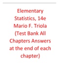 Elementary Statistics, 14th edition By Mario F. Triola (Solutions Manual  with test Bank)	